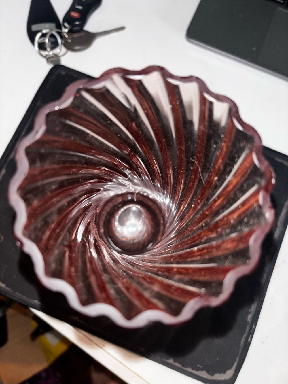 Swirled Pink Glass Vase - Picture 2 of 3